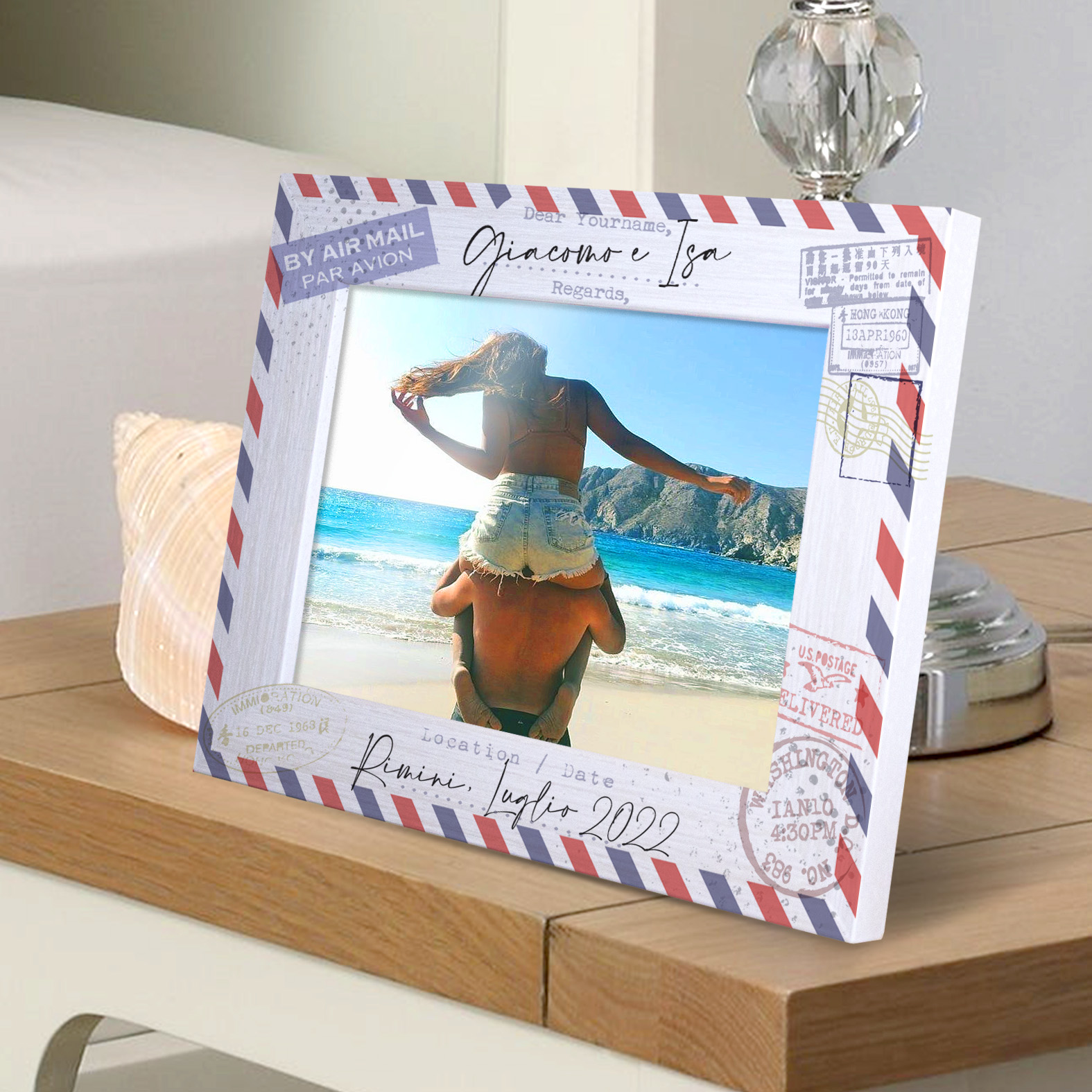 Cornice per foto Famiglia in spiaggia personalizzata
