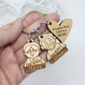 Portachiavi in legno casa, amore, famiglia, love Incisione laser  personalizzato di coppia San Valentino -  Italia